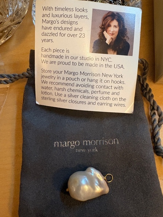 Small White Baroque Pearl Necklace - Fine Artisan Jewelry  Margo Morrison New York Baroque Pearl Pendant Charm, no chain